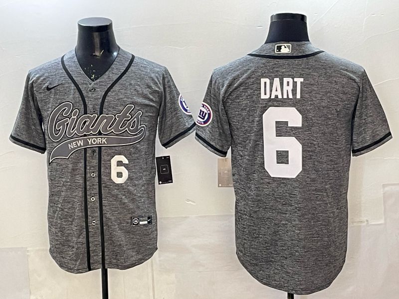 Men 2025 New York Giants #6 Dart Grey Joint Name Nike Limited NFL Jersey 04